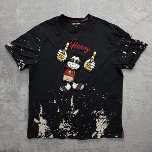 Makobi Shirt Mens 2XL Black Henny For All Graphic Alcohol Streetwear Bleach Tee